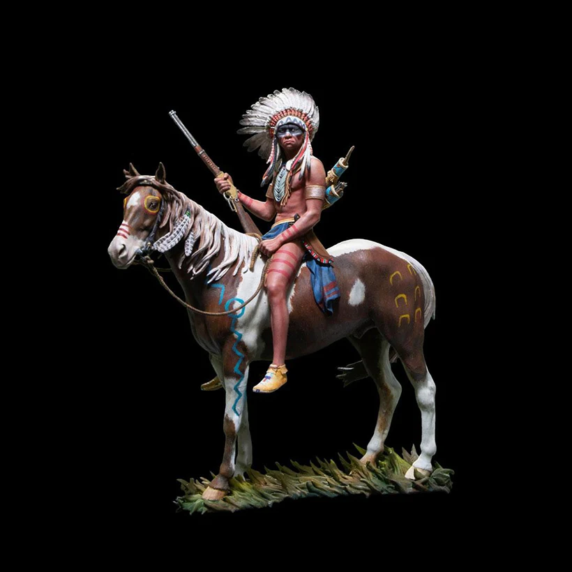 1/18 ANCIENT MAN OFFICER SIT WITH HORSE Resin figure Model kits Miniature gk Unassembly Unpainted