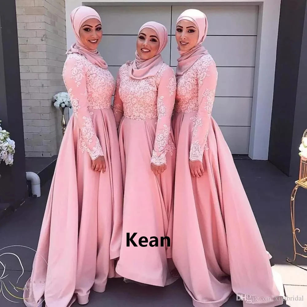 Dress bridesmaid satin hijab Clearance