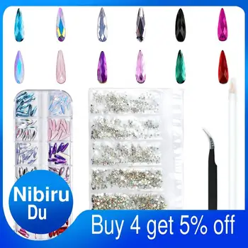 

Multi-size Glass 3D Nail Rhinestones For Nails Art Decorations Crystals Strass Charms Partition Mixed Size Rhinestone Set