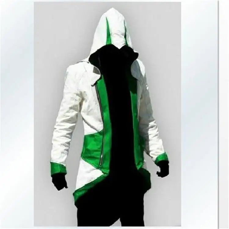 2009 Fashion Halloween Cartoon Assassin Creed Connor Cartoon Jacket Game Suit Costplay Clothing - Цвет: Белый