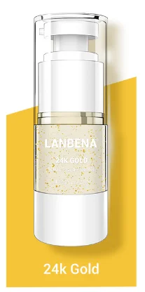 24 k gold LANBENA Face Primer Makeup Base Essence Serum Hyaluronic Acid VC 24K Gold Moisturizing Pore Concealer Pores Shrink Brighten Skin - Цвет: 24 k gold