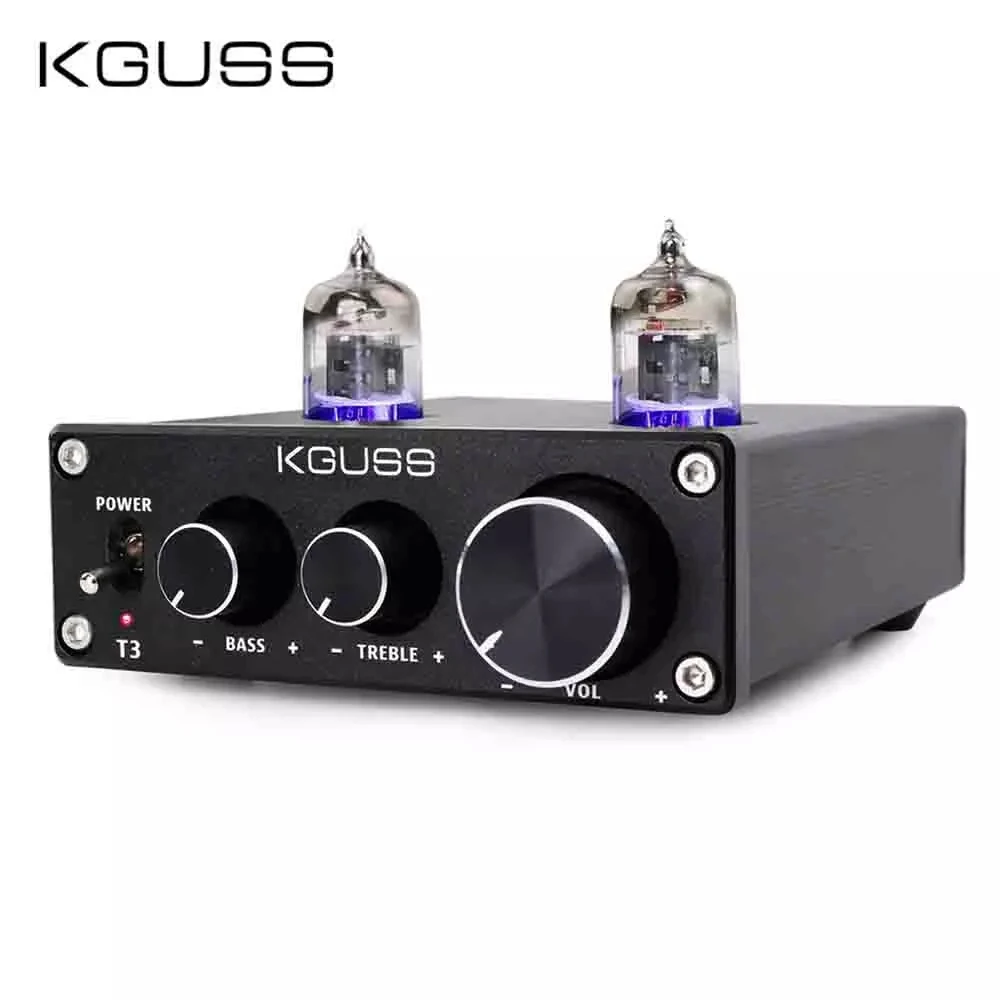 KGUSS T3 MINI Bile 6J1 Preamp Tube Amplifier Buffer HIFI Audio Preamplifier Treble Bass Adjustment Pre-amps DC12V | Электроника