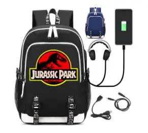 E Jurassic World USB зарядка мочилы студенческий рюкзак Парк Юрского периода школьная сумка для отдыха ежедневный рюкзак для подростков - Цвет: E