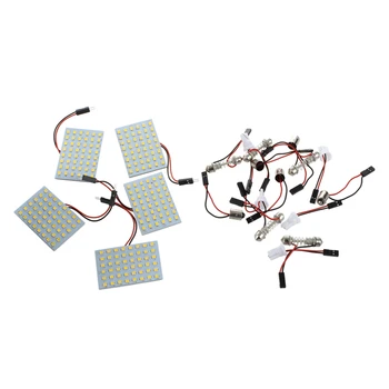 

5X 48 SMD LED Warm White Panel Light Lamp Dome Bulb + T10 Festoon BA9S Adapter