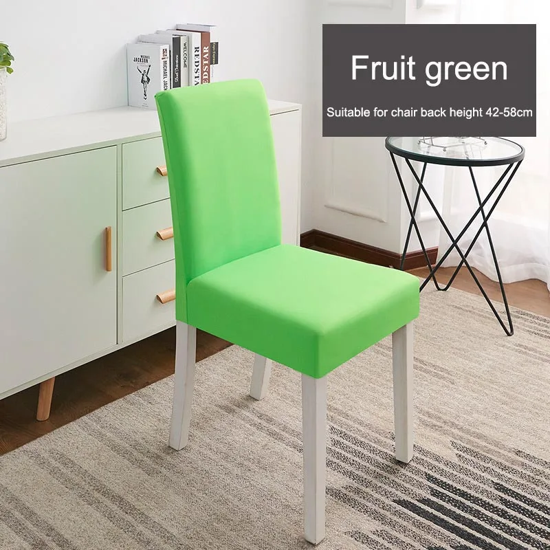 Fruit green 4/6pcs Solid Color Chair Cover Spandex Stretch Elastic Slipcovers Xmas Chair Covers For Dining Room Kitchen Wedding Banquet - Цвет: Fruit green