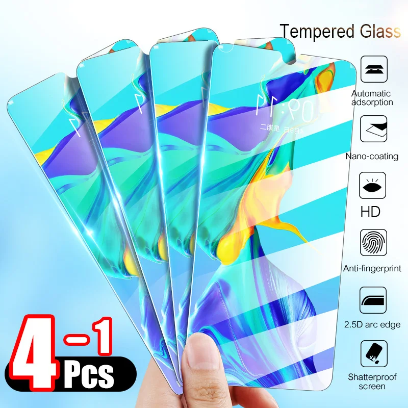 4-1Pcs Tempered Glass For Huawei P30 Lite P20 Pro P Smart 2019 Screen Protector Protective Glass For