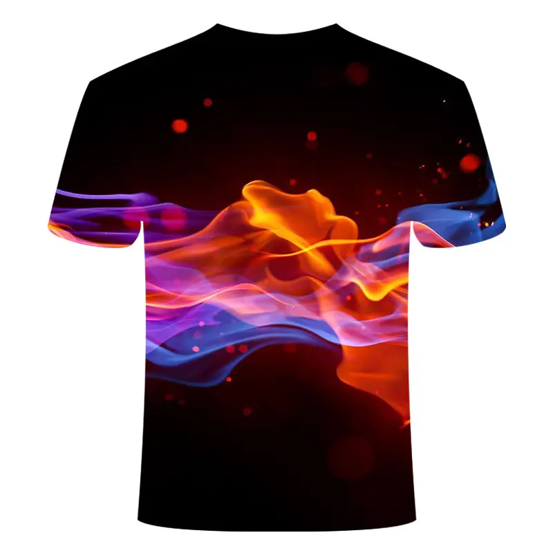 Blue Flaming tshirt Men/Women t shirt 3d t-shirt Casual Tops Anime Streawear Short Sleeve Tshirt Asian Plus-Size men's clothing - Цвет: TX075