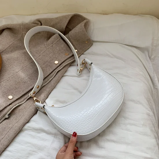 Женские сумки через плечо из искусственной кожи с каменным узором в стиле ретро, маленькая сумка через плечо, женские сумочки и кошельки для телефона - Цвет: Белый