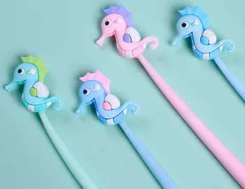 

Gel Pen Wholesale 96pcs/Lot Creative Cartoon Hippocampus Neutral Pen 0.5mm Black Office Stationery Writing Supplies GP817