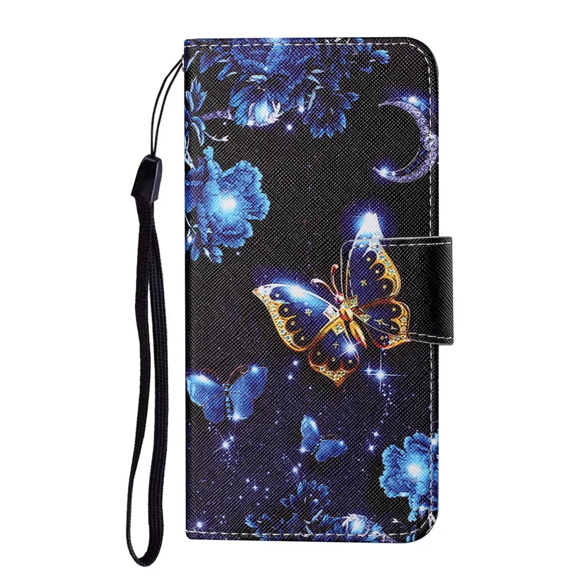 Flip Card Slot Wallet Leather Case For Redmi Note 5 5A Plus 6 7 7A 8 8A 9 9A 9C 9T 9S 10 10S Pro Cat Starry Sky Painted Cover