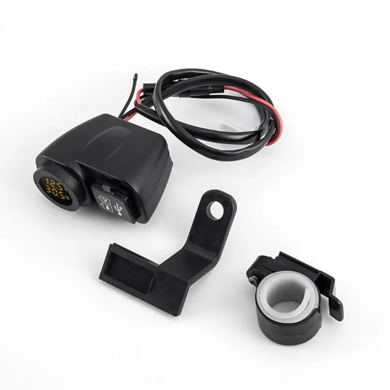 3в1 12V мотоцикл USB зарядное устройство адаптер Вольтметр термометр для мобильного телефона gps