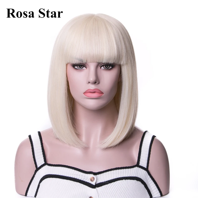 613 Blonde Bob Wigs With Bangs For Women Or Lolita 's Wig Good Quality Synthetic Fake Hair Cosplay Daily Use |