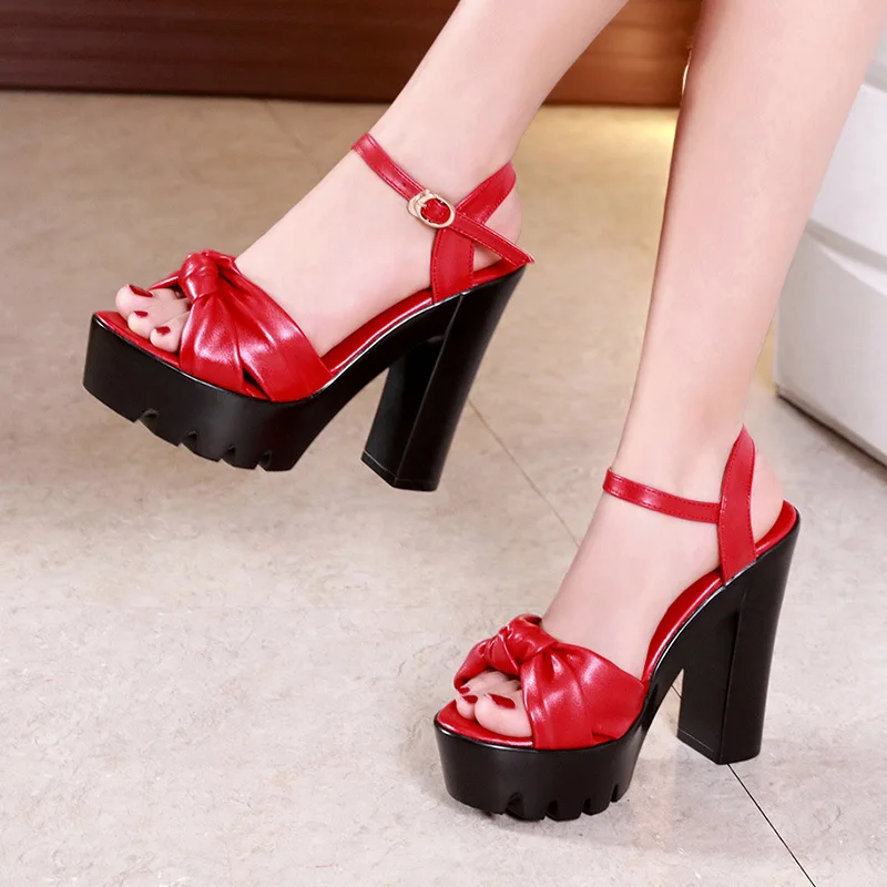 Плюс Size33 43 блок босоножки на высоком каблуке Женская обувь платформе 2021 летняя с