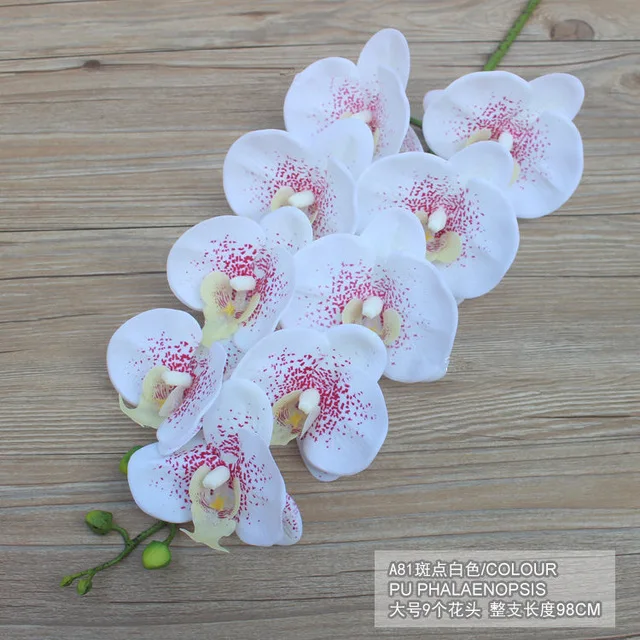 1 компл. Высокого качества орхидеи чувство руки цветок стол Цветочная композиция без вазы - Цвет: 5 flowers 4 leaves
