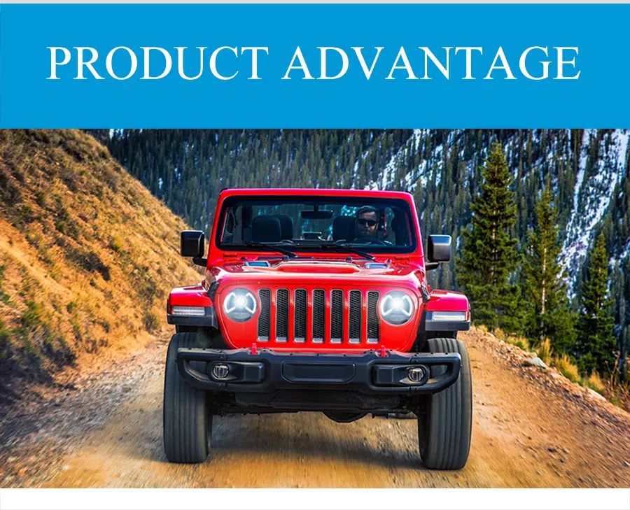 2Pcs LED Headlights For Jeep Wrangler- led car lights Angel eyes xenon HID KIT Fog lights LED Daytime Running Lights