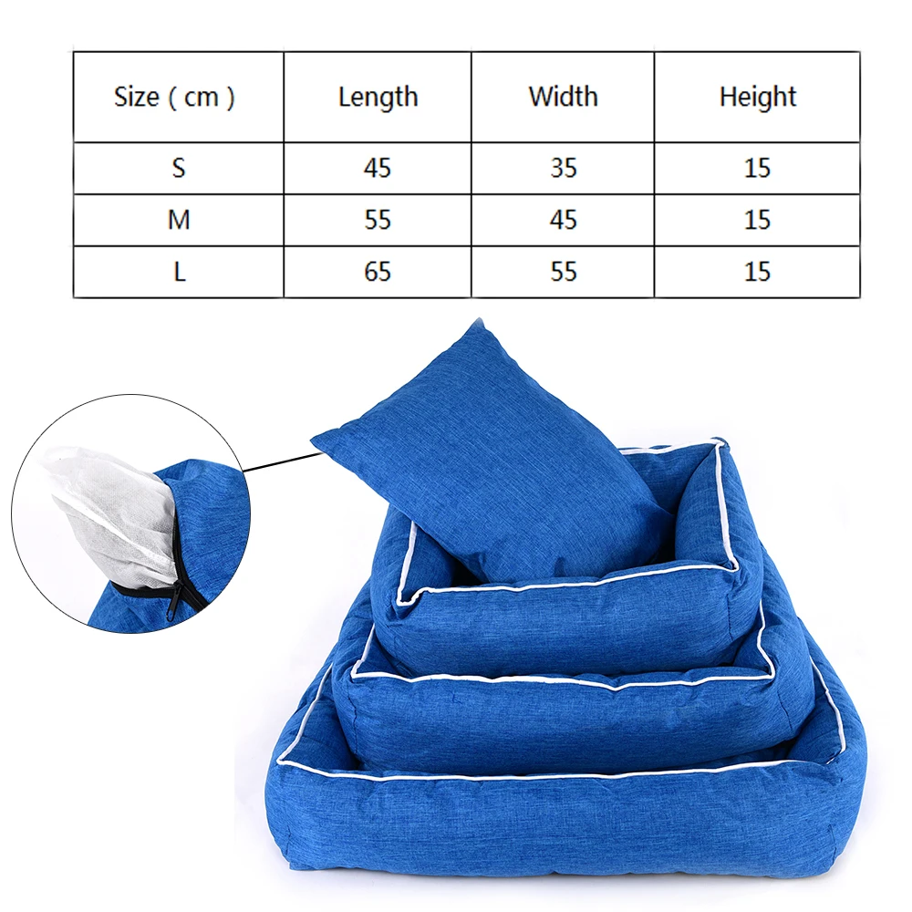 dog bed blue oxford removable machine washable cover (1)