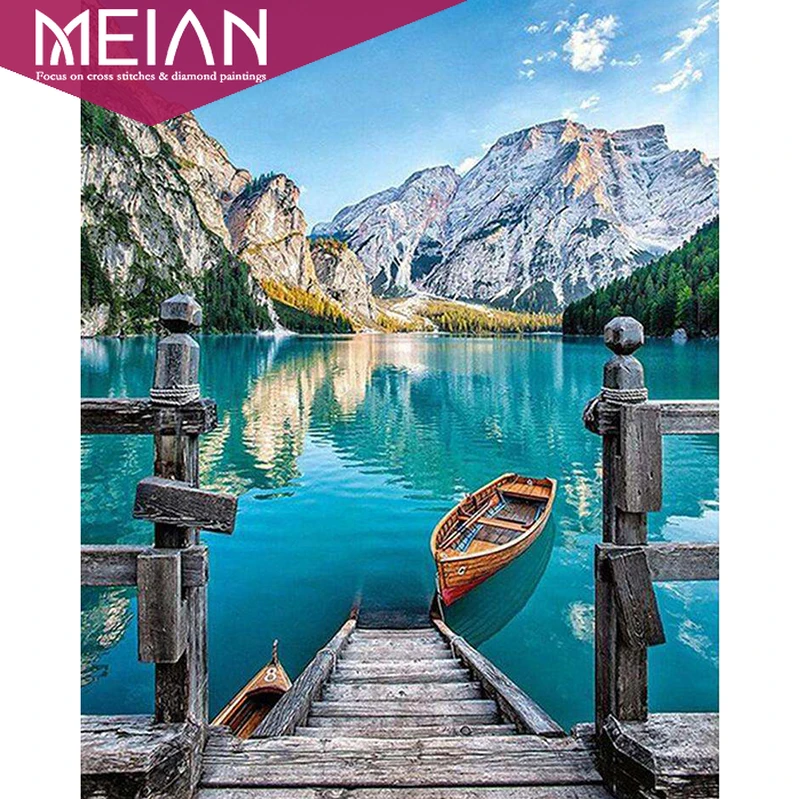 Набор для вышивки крестиком MEIAN Lake &amp Mountain украшение дома 5D алмазная вышивка