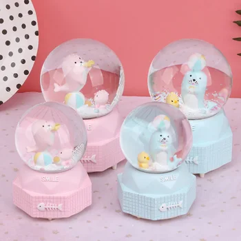 

Creative Cute Seal Snow Globe Crystal Ball Rotating Music Box Christmas Decoration For Home Home Decoration Accssories
