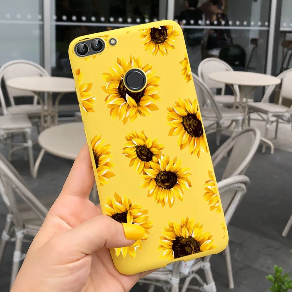 For Huawei P Smart Case For Huawei P Smart 2018 Daisy Flower Phone Case FIG-LX1 Soft Tpu Silicone Back Cover on PSmart 5.65" Bag phone pouch for running