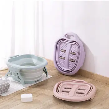 

Roller Folding Portable Foot Bath Foam Basin Home Travel Wash Basin With Non-slip Handle