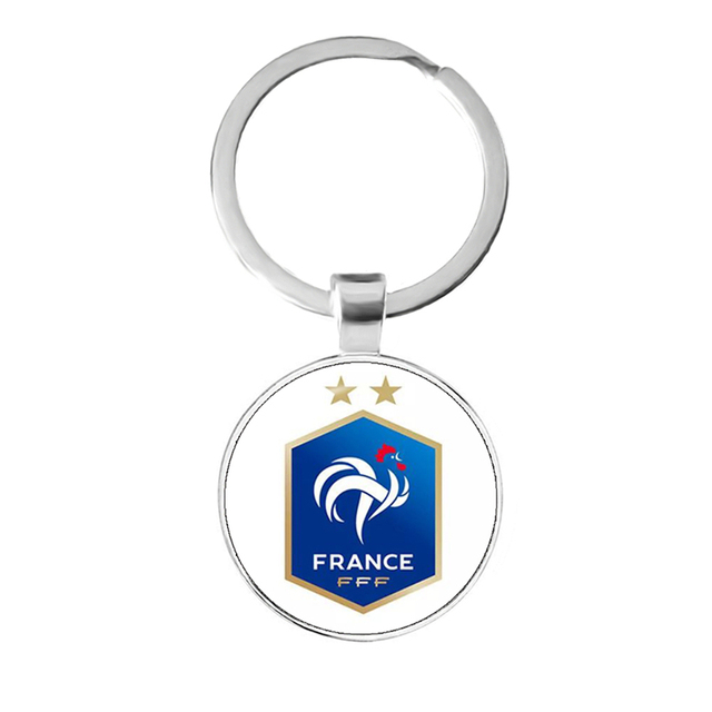 Football Team Emblem Keychain France Flag and Football Logo Key Ring Jewelry European Football Funs Cool Men Gift