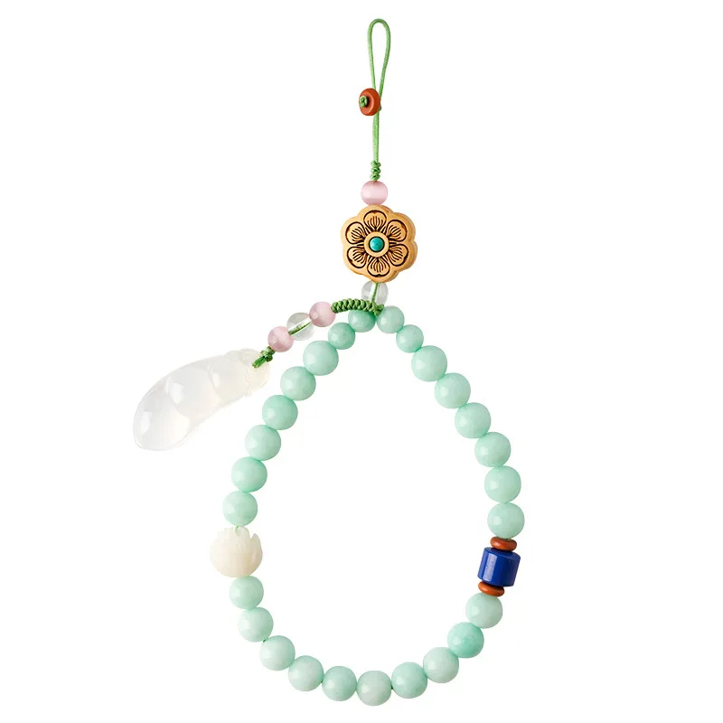 

Chinese style Tianhe stone mobile phone pendant chain chalcedony Fudou key chain pendant retro unisex mobile phone case pendant