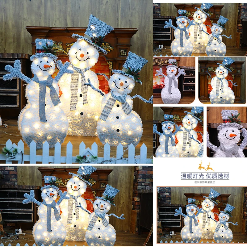 

Christmas wrought iron flocking LED snowman counter decoration shopping mall supermarket holiday scene decorations navidad
