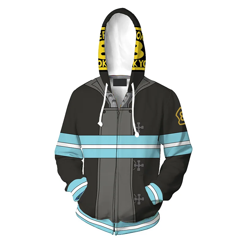 

Anime Enn Enn No Shouboutai Fire Force Shinra Kusakabe Hoodie 3D print Cosplay Costume Jacket Zipper Hooded Sweatshirt