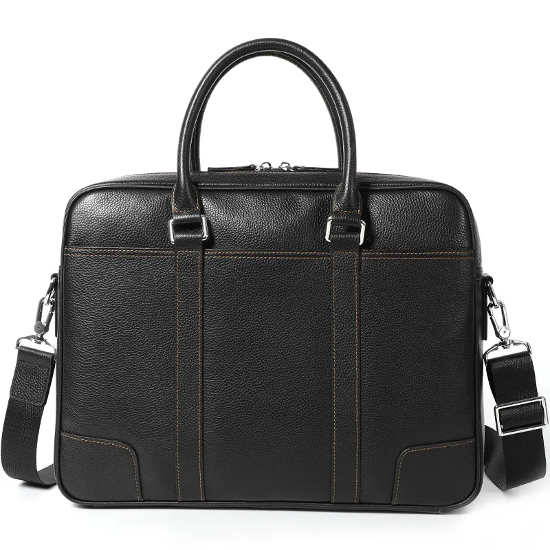 

2019 100% Genuine Leather Man Briefcase Men Bag Fashion Male Shoulder 14 inch Laptop Bag Handbag Business Cow Leather