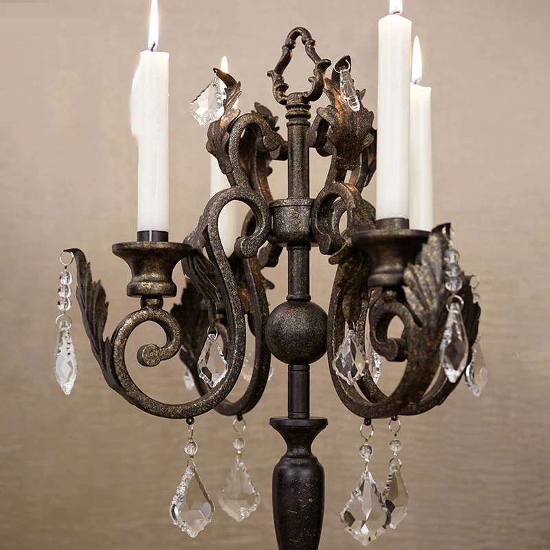 Классический металлический подсвечник с 4 ручками Хрустальный Свадебный декор