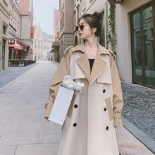 

Female Outerwear England Style Spring Autumn Women Trench Coat Long Double-Breasted Patchwork Lday Windbreaker Duster Coat