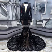 Блестящие черные Блестки Русалка африканские платья для выпускного вечера с рукавами Королевский синий v-образный вырез черные платья на выпускной для девушек красные вечерние платья