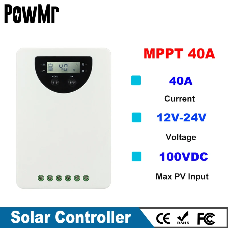 Mppt 40a Solar Charge And Discharge Controller 12v 24v Auto Mppt Boost