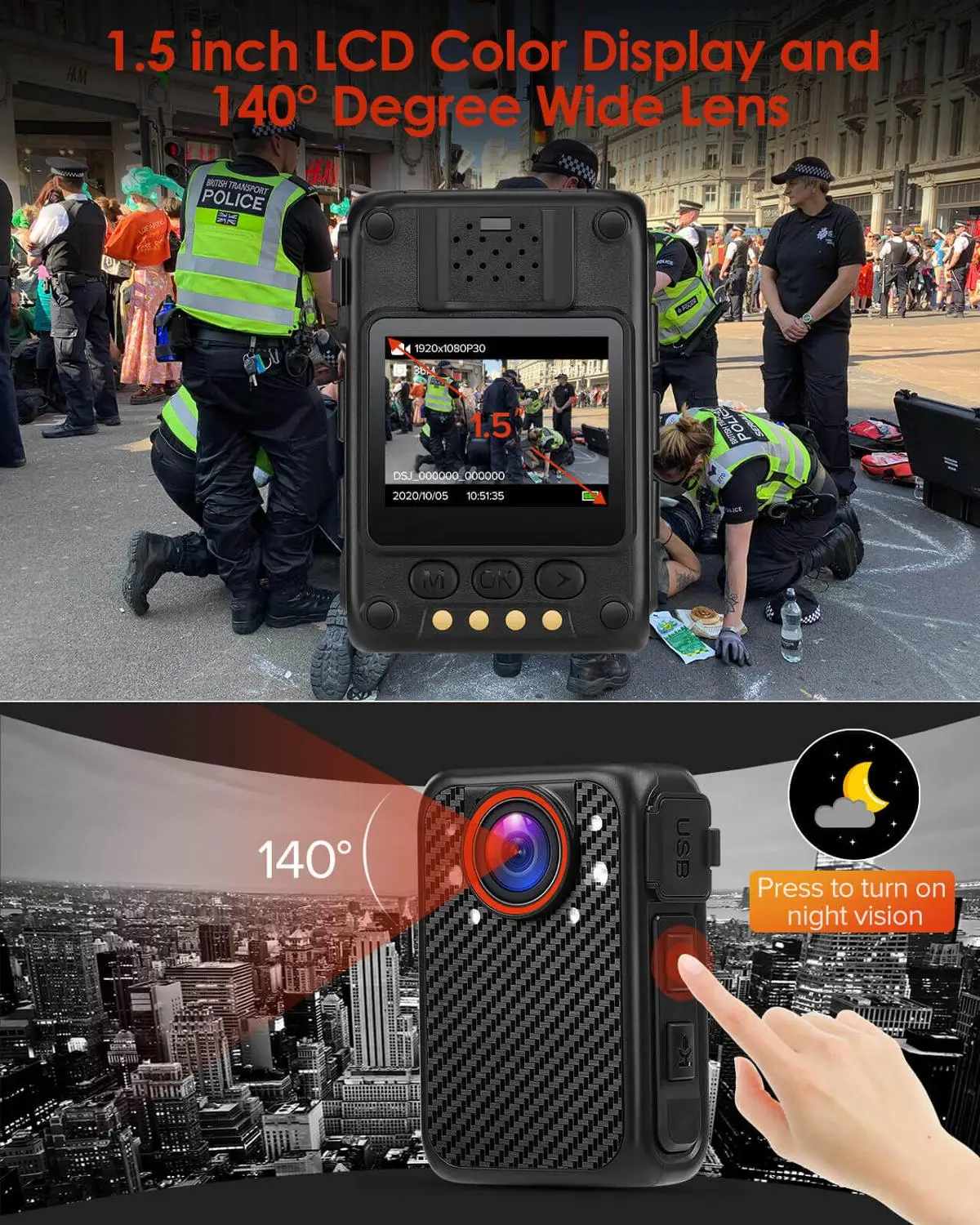 BOBLOV X1 Bodycam 1080P Portable Police Body