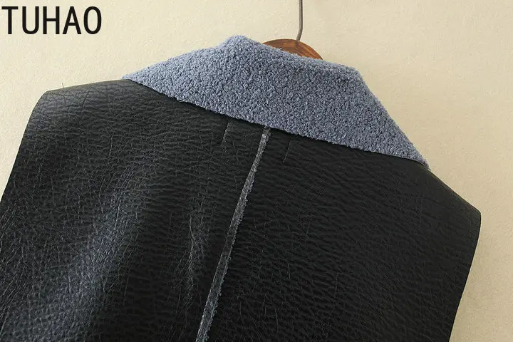 TUHAO 5XL 4XL размера плюс PU пальто Женская жилетка зимнее пальто из искусственной кожи ягненка кашемир без рукавов жилеты Женский жилет LZ74