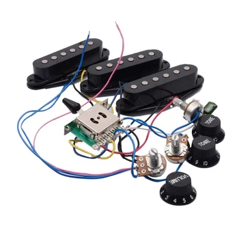 

ABGZ-Electric Guitar Pickup Wiring Harness Prewired 5-Way Switch SSS Pickup for ST Electric Guitar