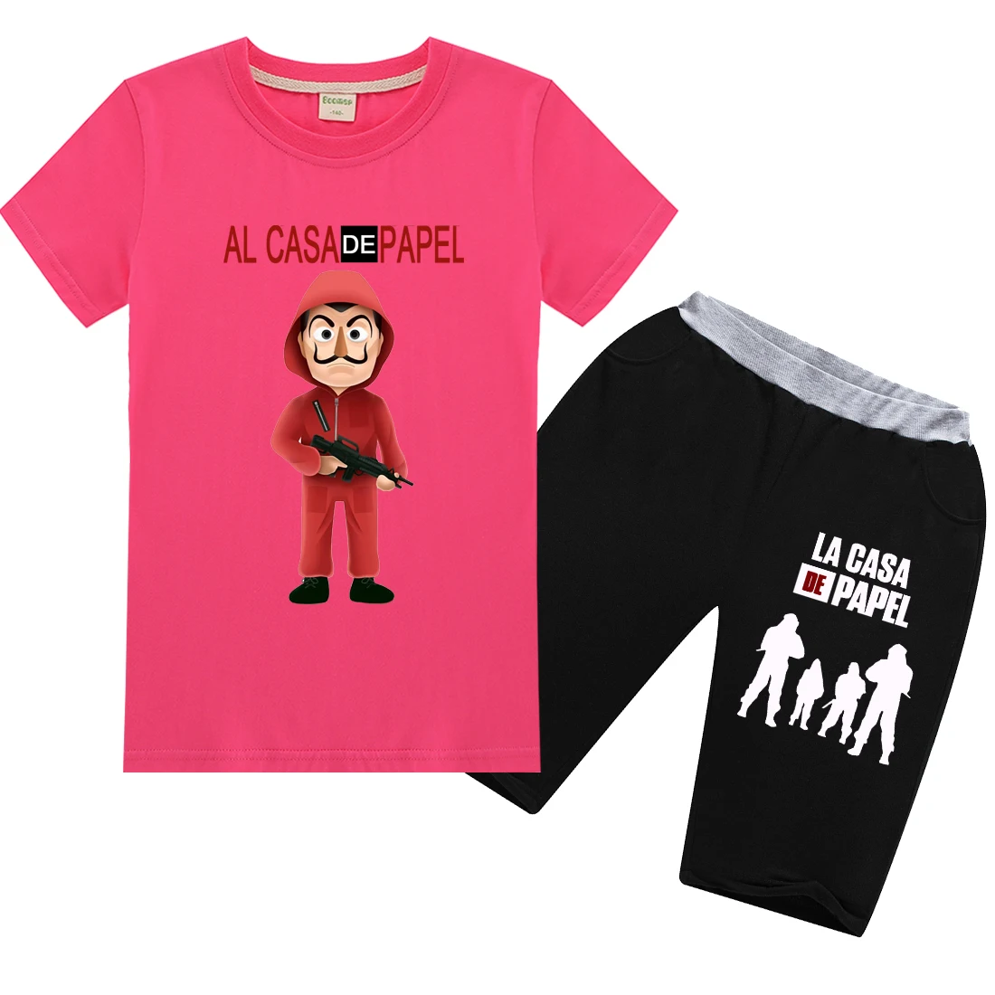 2020 La Casa De Papel Children Tshirt Baby Girl Clothes Set Funny Summer Kids Suits Money Heist Motion Casual Clothing Femme baby clothing sets girl Clothing Sets