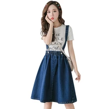 *#Best Price Women High Waist Suspender Denim Skirts Adjustable Strap A-line Midi Jeans Skirt Plus Size Elastic Student Jumper Overall Skirts *#Best Price Women High Waist Suspender Denim Skirts Adjustable Strap A-line Midi Jeans Skirt Plus Size Elastic Student Jumper Overall Skirts