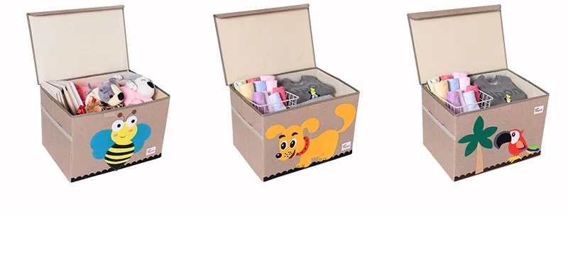 Большой куб складной ящик для хранения игрушек Органайзер мультфильм животных Холст ящик для хранения одежды с крышкой для книг мягкие
