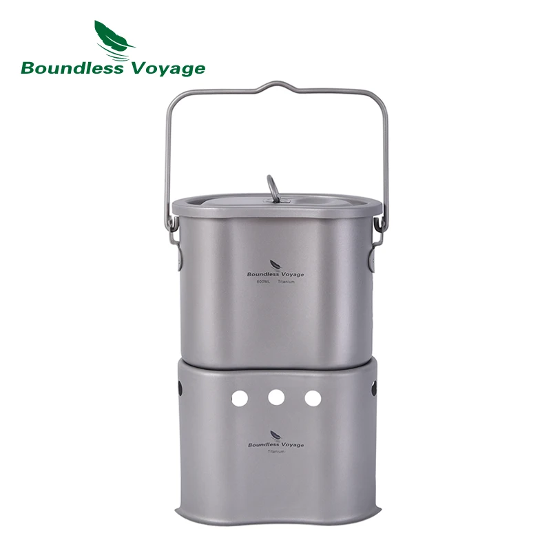 

Boundless Voyage Outdoor Titanium Foldable Mini Size Wood Burning Stove with Camping Pot 2 in 1 Canteen Cup Ti2005C