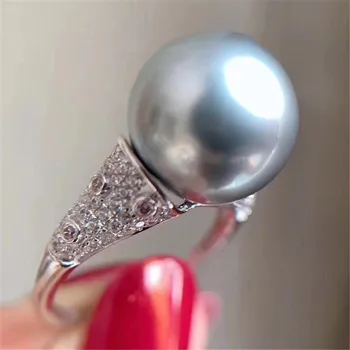 

Classic Sterling Silver 925 Adjustable Ring Accessories Women Wedding Pearl Simple Silver Zircon Ring Jewelry