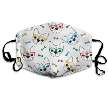 

Dog Doodle Pattern Washable Reusable Mask, Cotton Anti Dust Half Face Mouth Mask For Kids Teens Men Women With Adjustable Ear