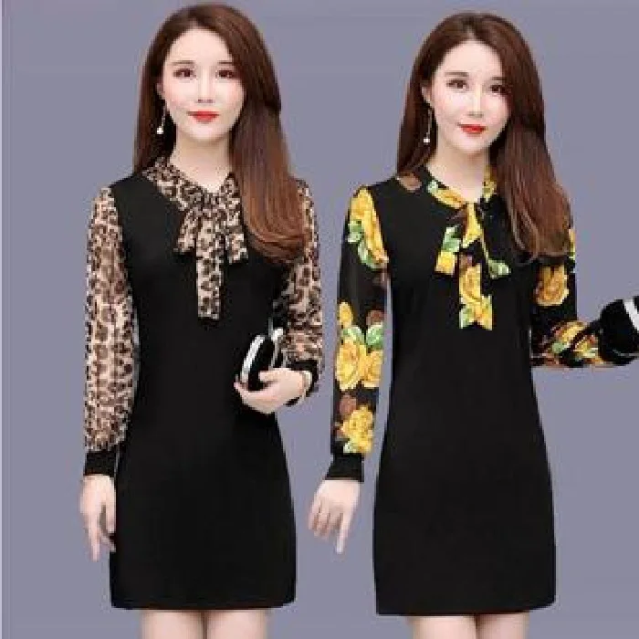 

Spring Clothing 2019-Kuotaitai Leopord Pattern Floral Fashion Dress Women's Spring And Autumn Retro Base Popular Skirt Large Siz