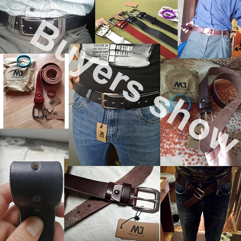  MEDYLA Men Top Layer Leather Casual High Quality Belt Vintage Design Pin Buckle Genuine Leather Bel