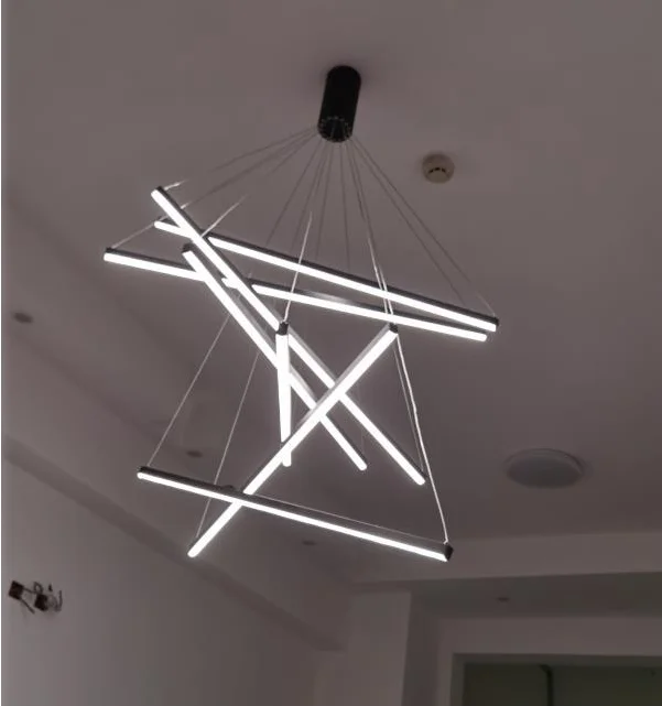 submersible led lights with remote Black Minimalist LED Chandelier Lighting Modern Duplex Stair Lobby Long Hanging Lamp Dining Living Room Adjustable Luminaires submersible led lights