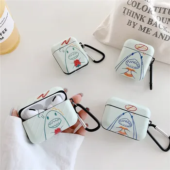 

Cute Hand drawn shark Cases For Apple Airpods Pro Cover Cartoon Earphone Charging Box For Airpods 1/2 Silicone Headphones Box