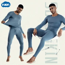 Кальсоны мужские термобелье набор осень зима мужские с длинным рукавом комплект одежды пижамы Удобная Пижама одноцветное, из модала термо костюм