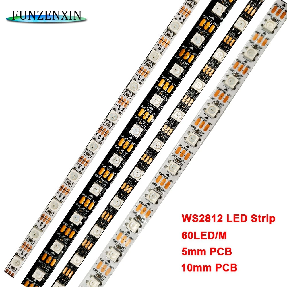 DC5V WS2812B WS2812 5 мм 10 60 светодиодный/m Smart RGB светодиодный полосы индивидуально