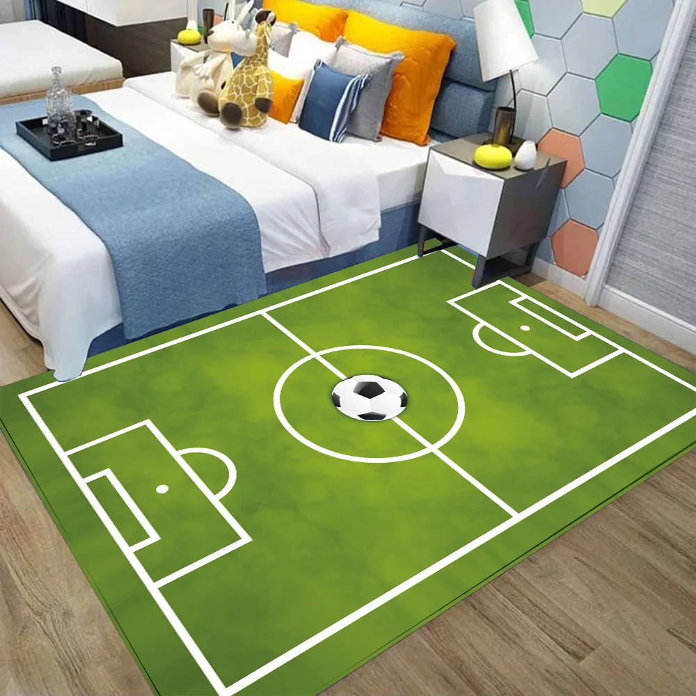 Non-slip Football Area Rug Flannel Mat Carpet Soft Bedroom Socer Doormat 