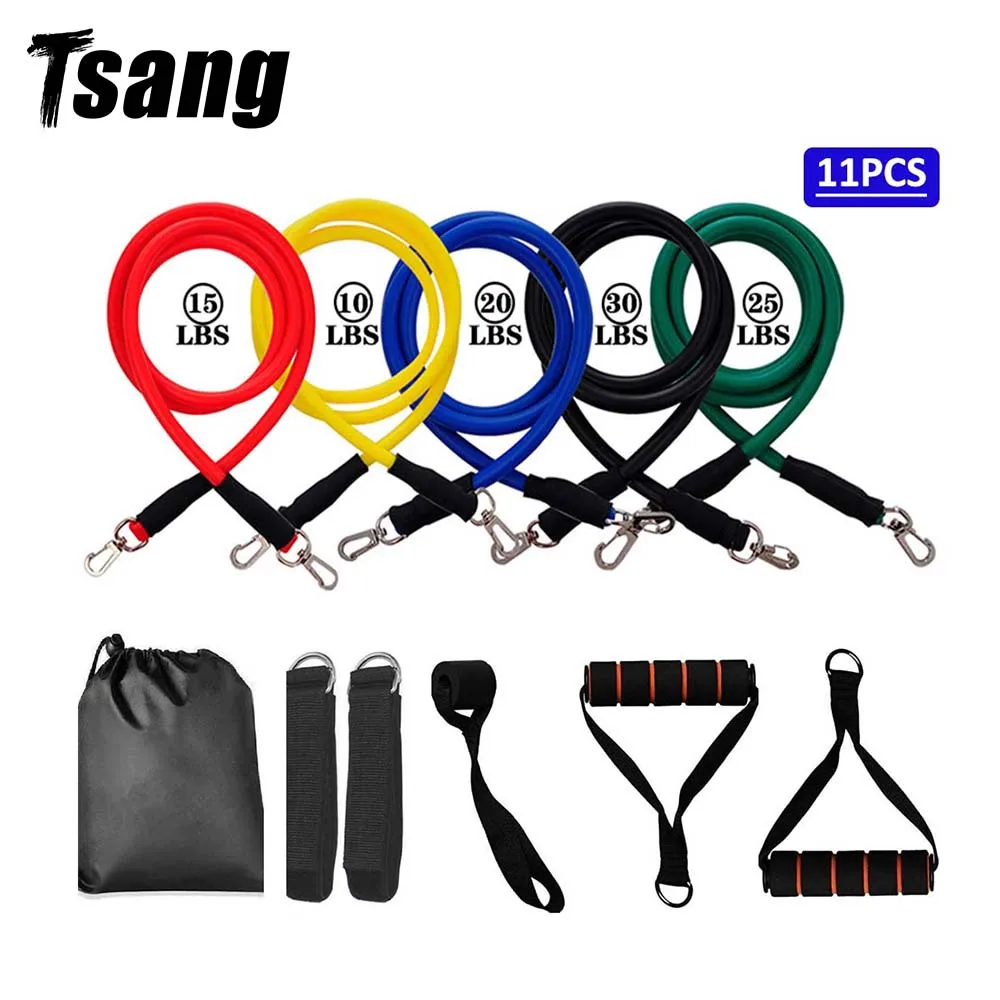 

Tsang 11 Pcs/Set Latex Resistance Bands Training Exercise Yoga Tubes Workout Body Training Rubber Expander Elastic Resist Band